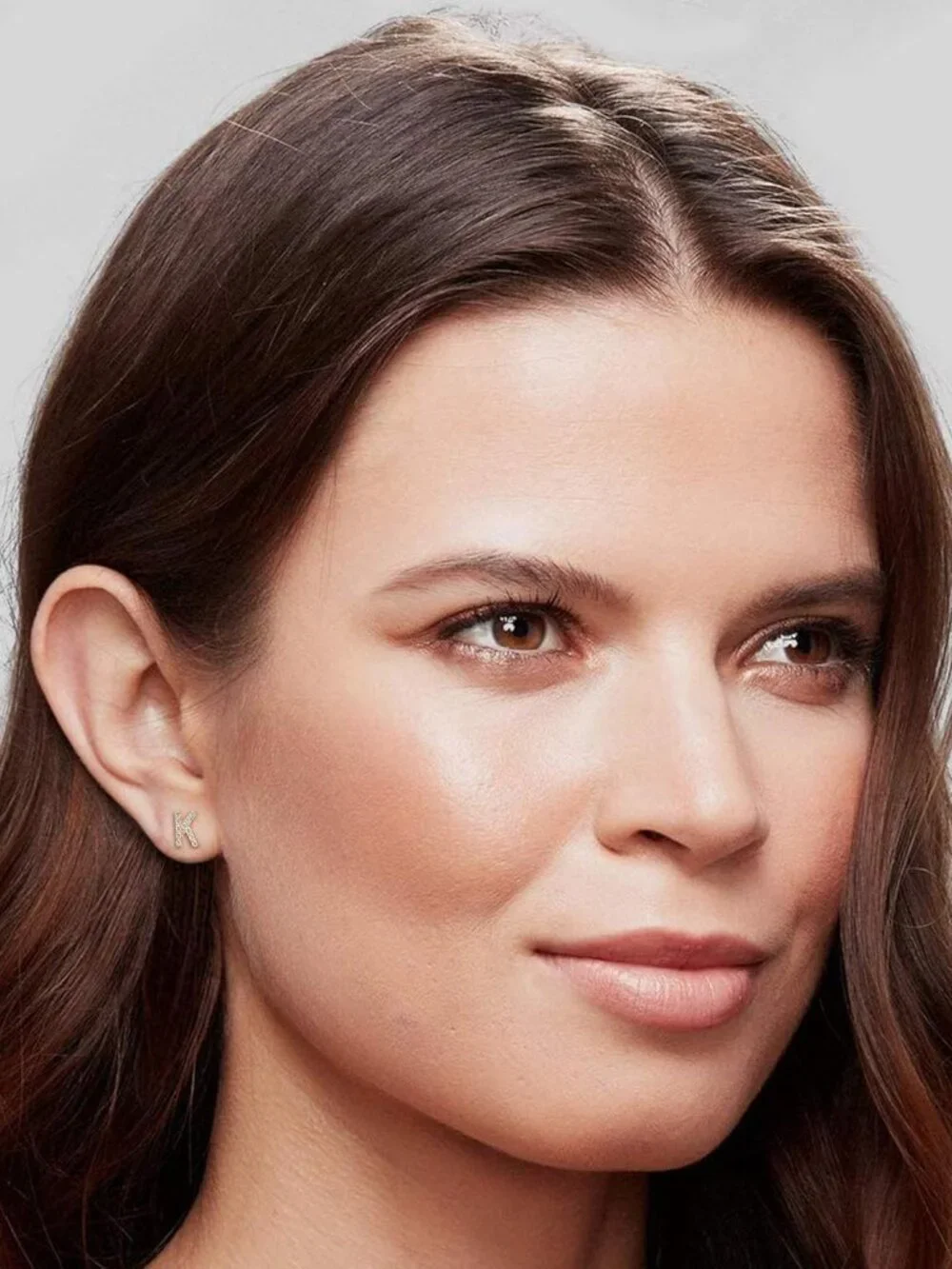 14K Gold Plated 925 Sterling Silver Cubic Zirconia Initial Letter Stud Earrings - Picture 2 of 5